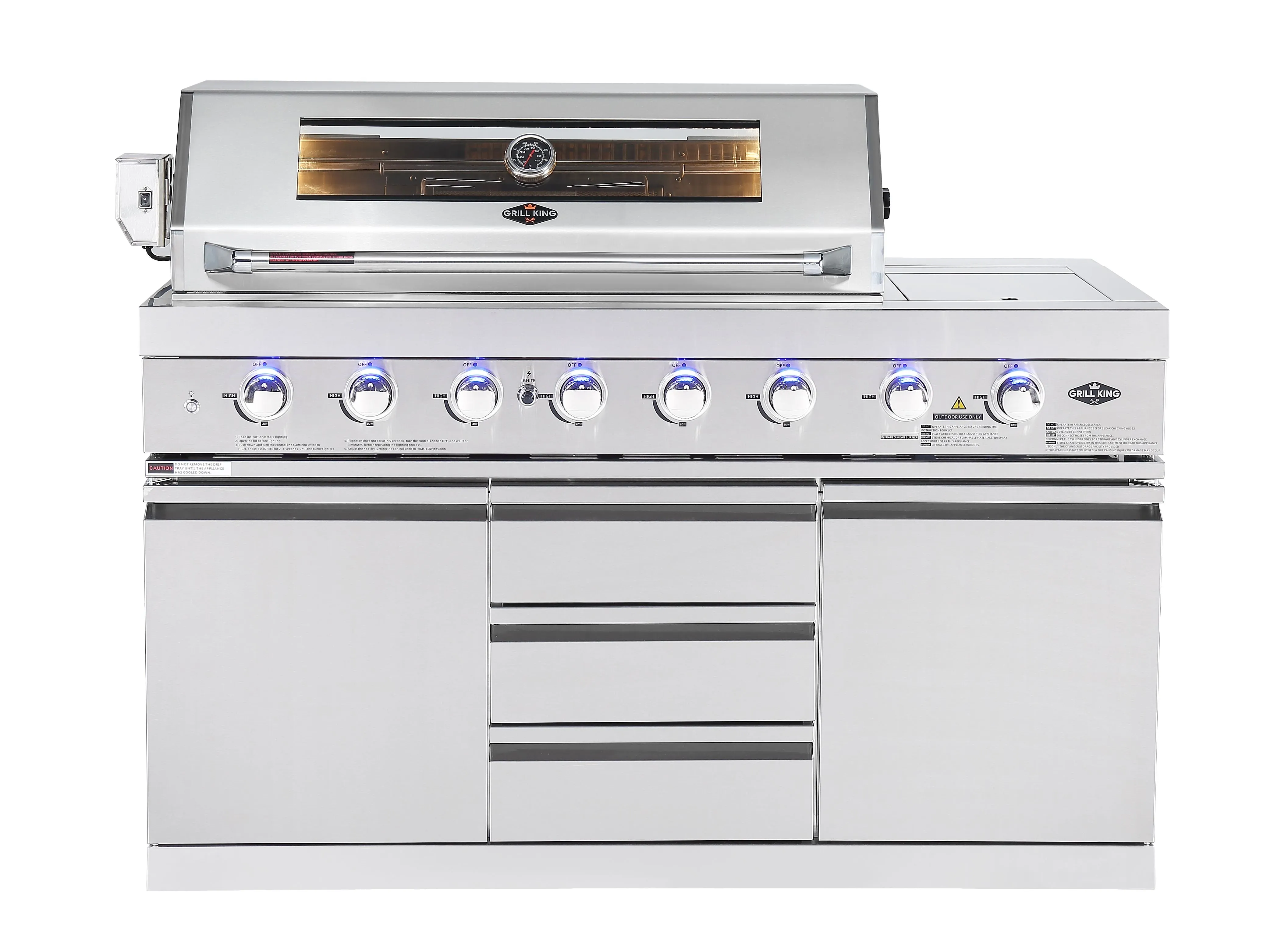 Hurricane 6-Burner Outdoor Kitchen: Stainless Steel, Fridge, Sink, Wok & Rear Infrared Burner Click & Collect NSW, QLD, VIC