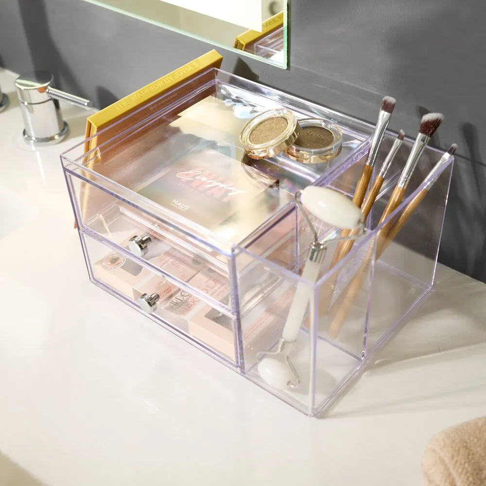 iDesign Drawers with Side Organizer - 2 Drawer in Clear