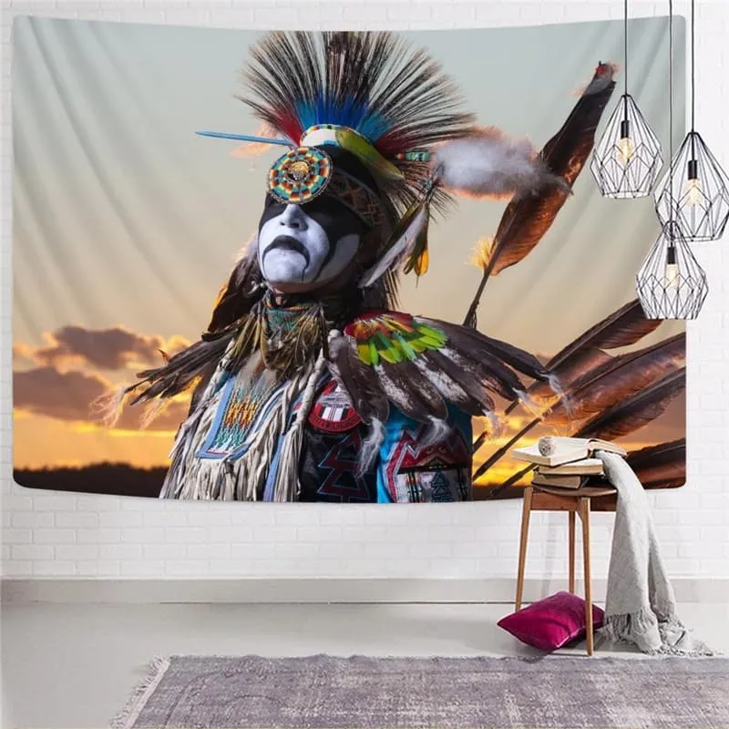 Indios Tapiz Feather Wall Tapestry Colorful Home Tapestrys  Rug Wall Metal Tapestries