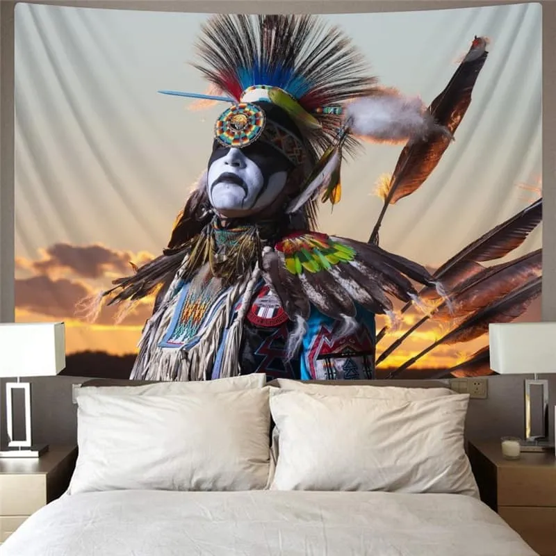 Indios Tapiz Feather Wall Tapestry Colorful Home Tapestrys  Rug Wall Metal Tapestries