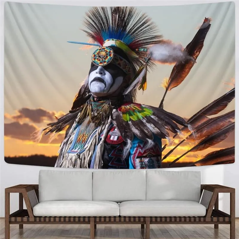 Indios Tapiz Feather Wall Tapestry Colorful Home Tapestrys  Rug Wall Metal Tapestries