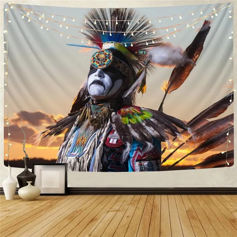 Indios Tapiz Feather Wall Tapestry Colorful Home Tapestrys  Rug Wall Metal Tapestries