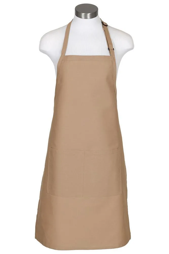 Khaki Bib Adjustable Apron (2 Pockets)