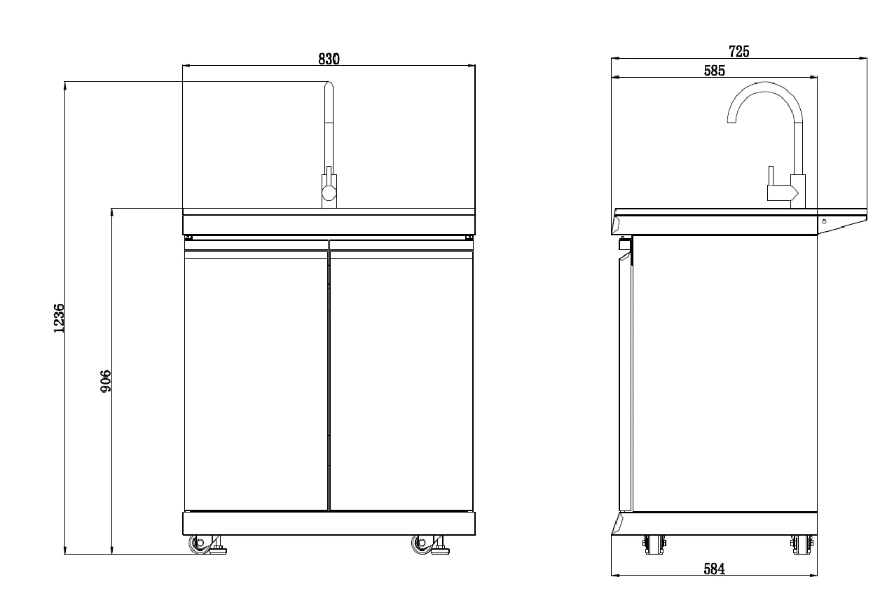 Kingsley 6-Burner Outdoor BBQ Kitchen: Black Stainless Steel, Stone Bench, Fridge, Sink, Height Adjustable