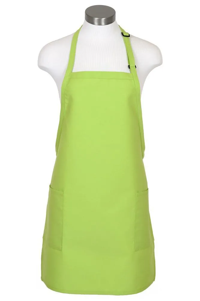 Lime Bib Adjustable Apron (2-Patch Pockets)