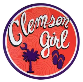 Mad Mags Clemson Girl Palm Tree and Sandals Car Magnet Decal, 5 3/4 Inch