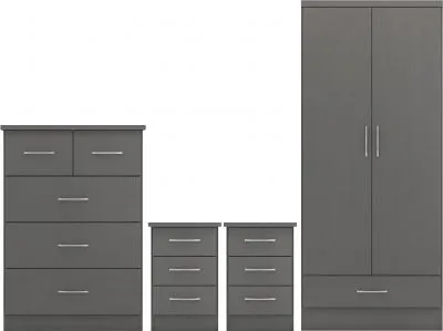 Nevada 2 Door 1 Drawer Wardrobe Bedroom Set