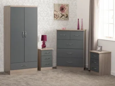 Nevada 2 Door 1 Drawer Wardrobe Bedroom Set