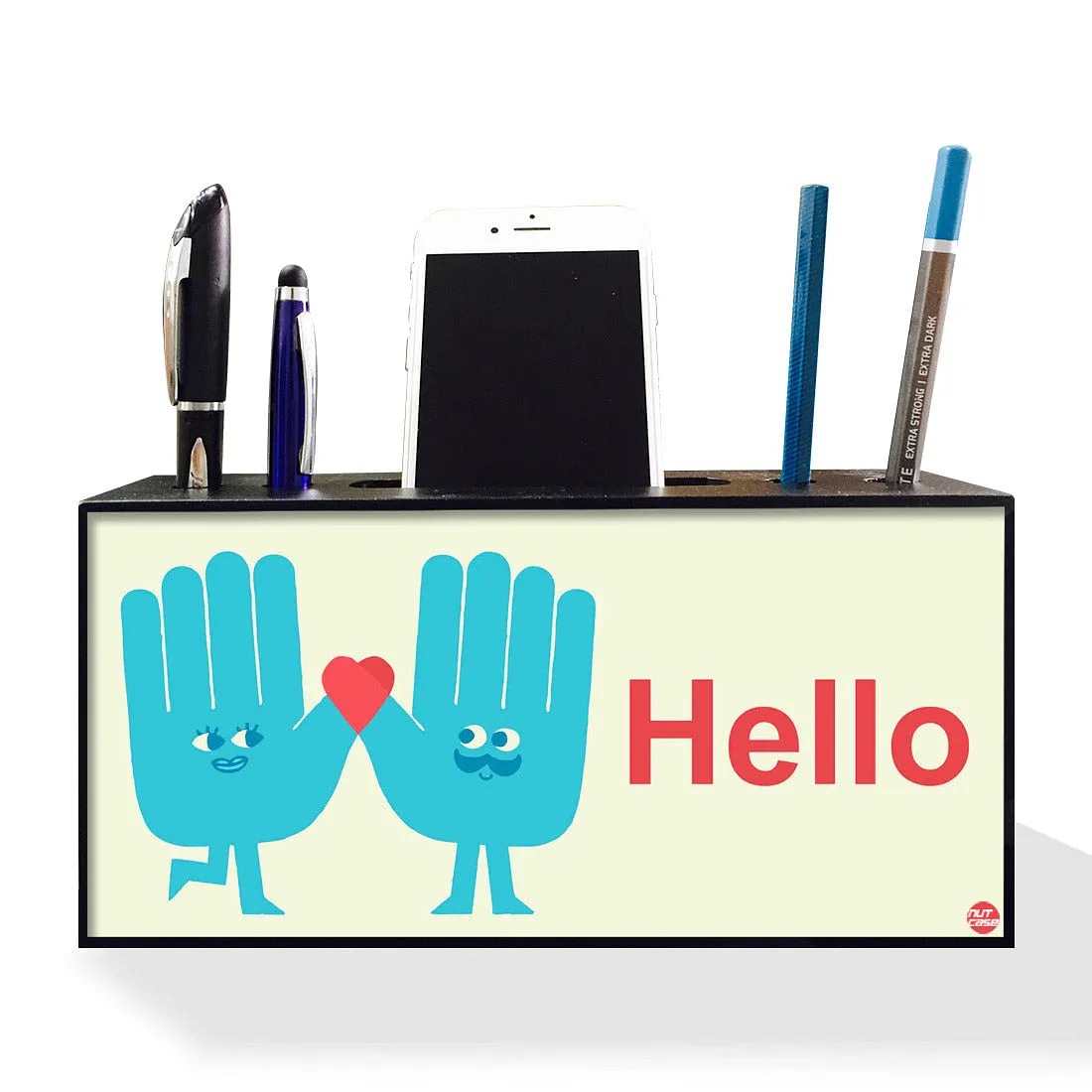 Pen Mobile Stand Holder Desk Organizer - Hello