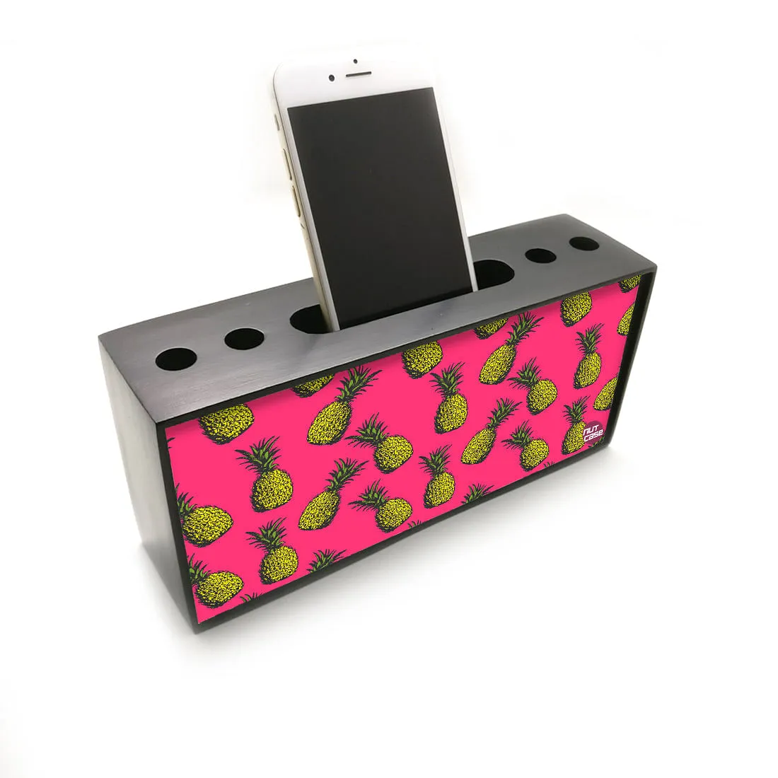 Pen Mobile Stand Holder Desk Organizer - Pineapple Pink