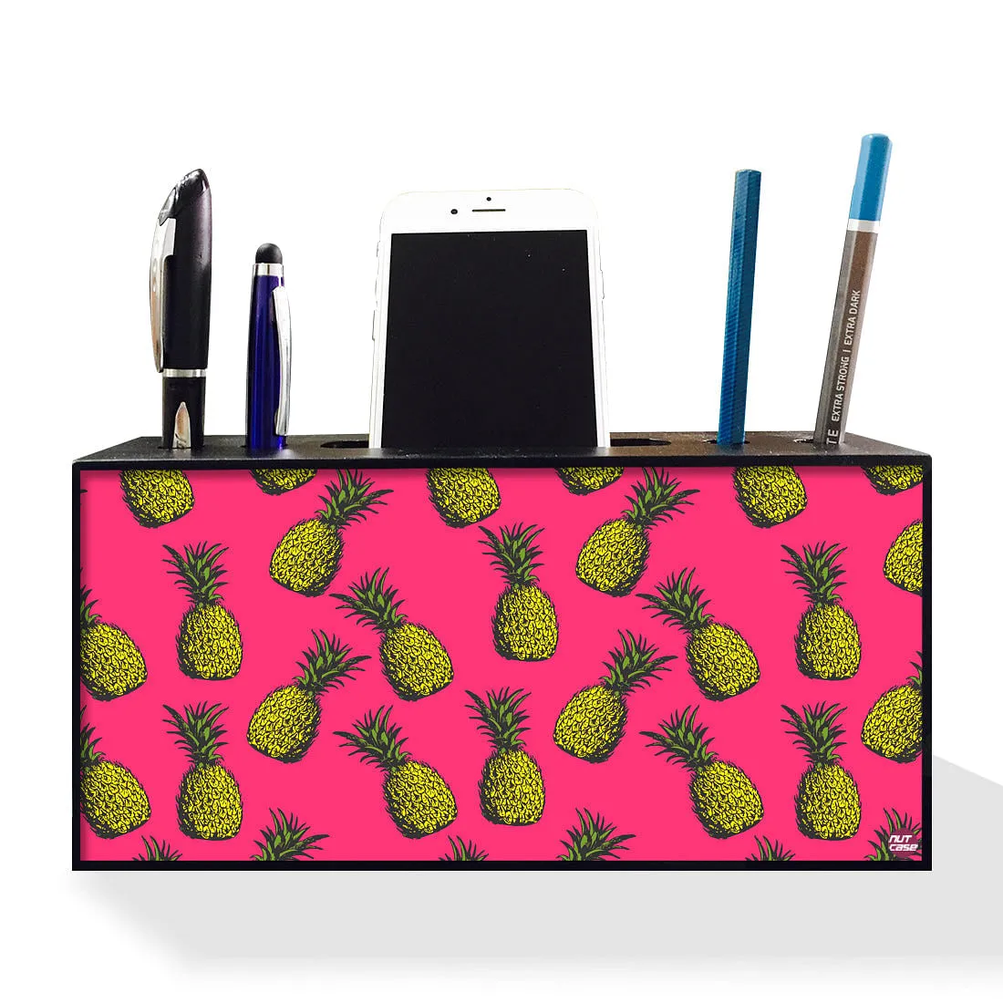 Pen Mobile Stand Holder Desk Organizer - Pineapple Pink