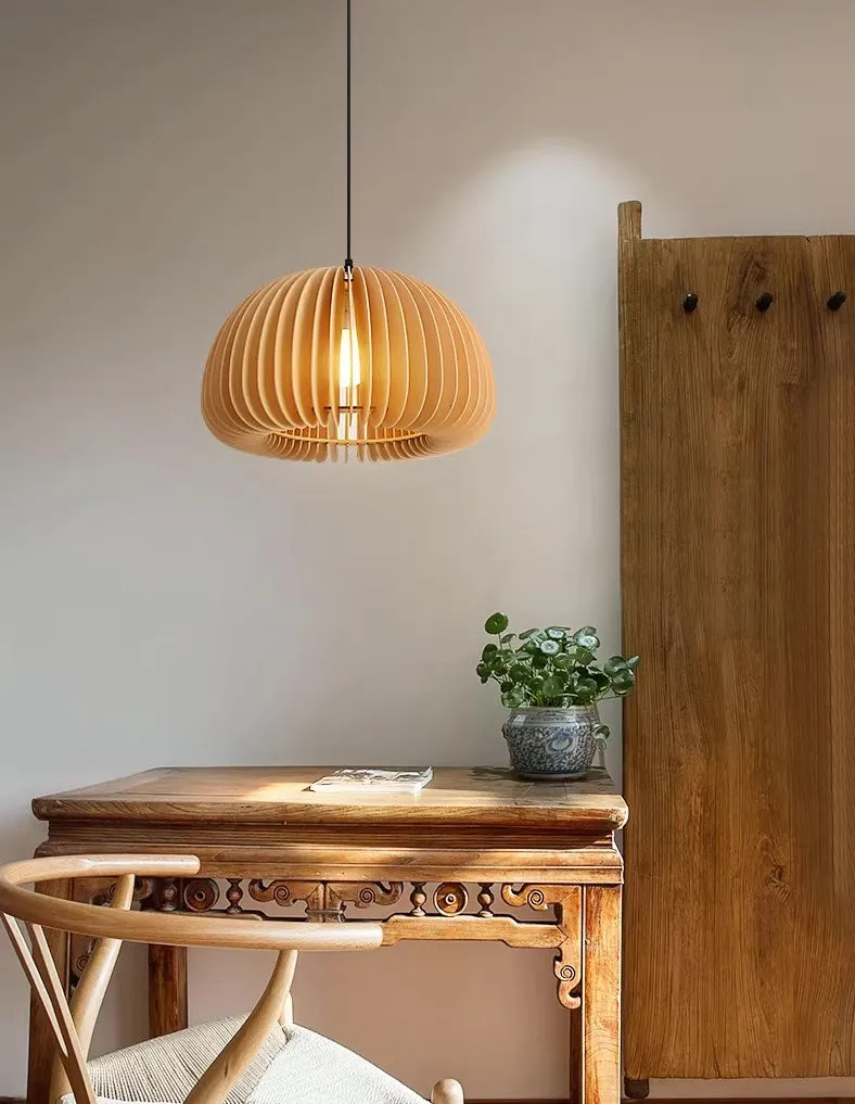 Pumpkin Modern Wood Hanging Light