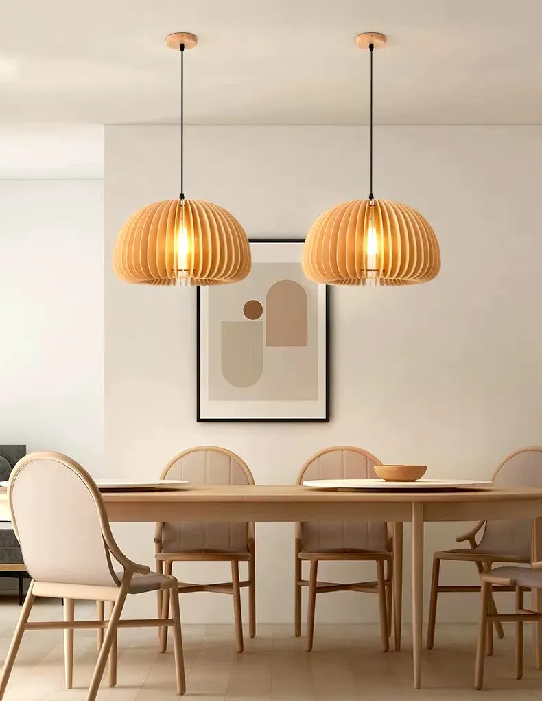 Pumpkin Modern Wood Hanging Light