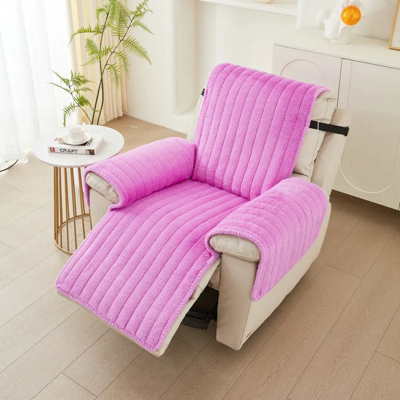 Rabbit Velvet Reclining Chair Cover Armrest Chair Covers