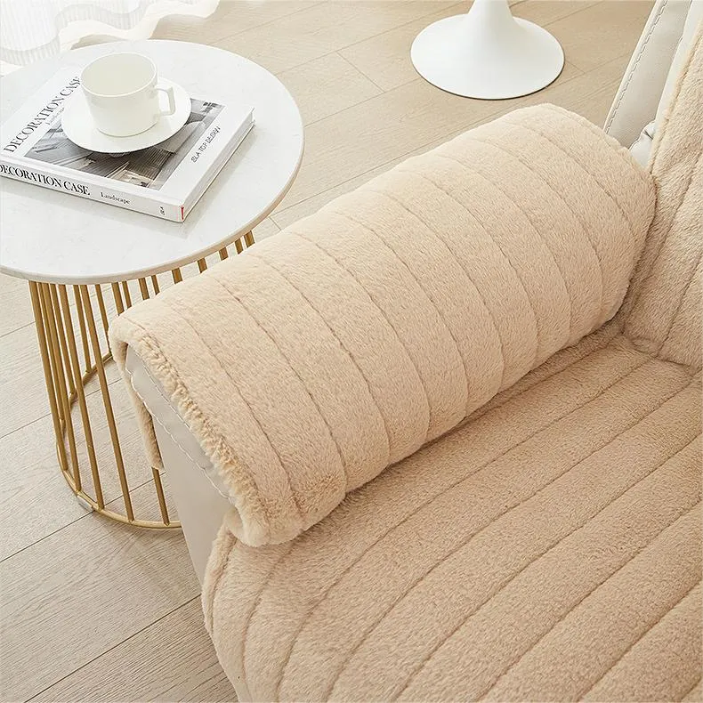 Rabbit Velvet Reclining Chair Cover Armrest Chair Covers