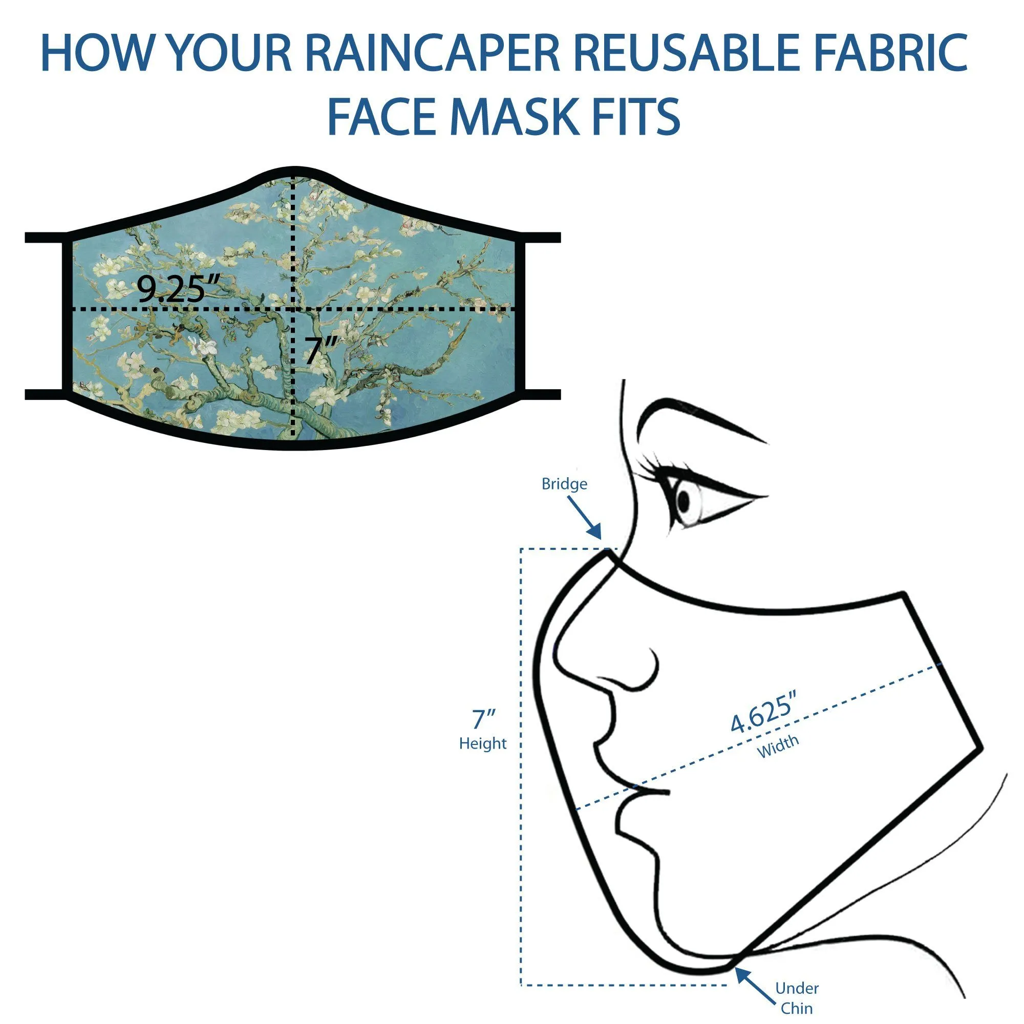 RainCaper Blue Glen Plaid Reusable Fabric Face Mask