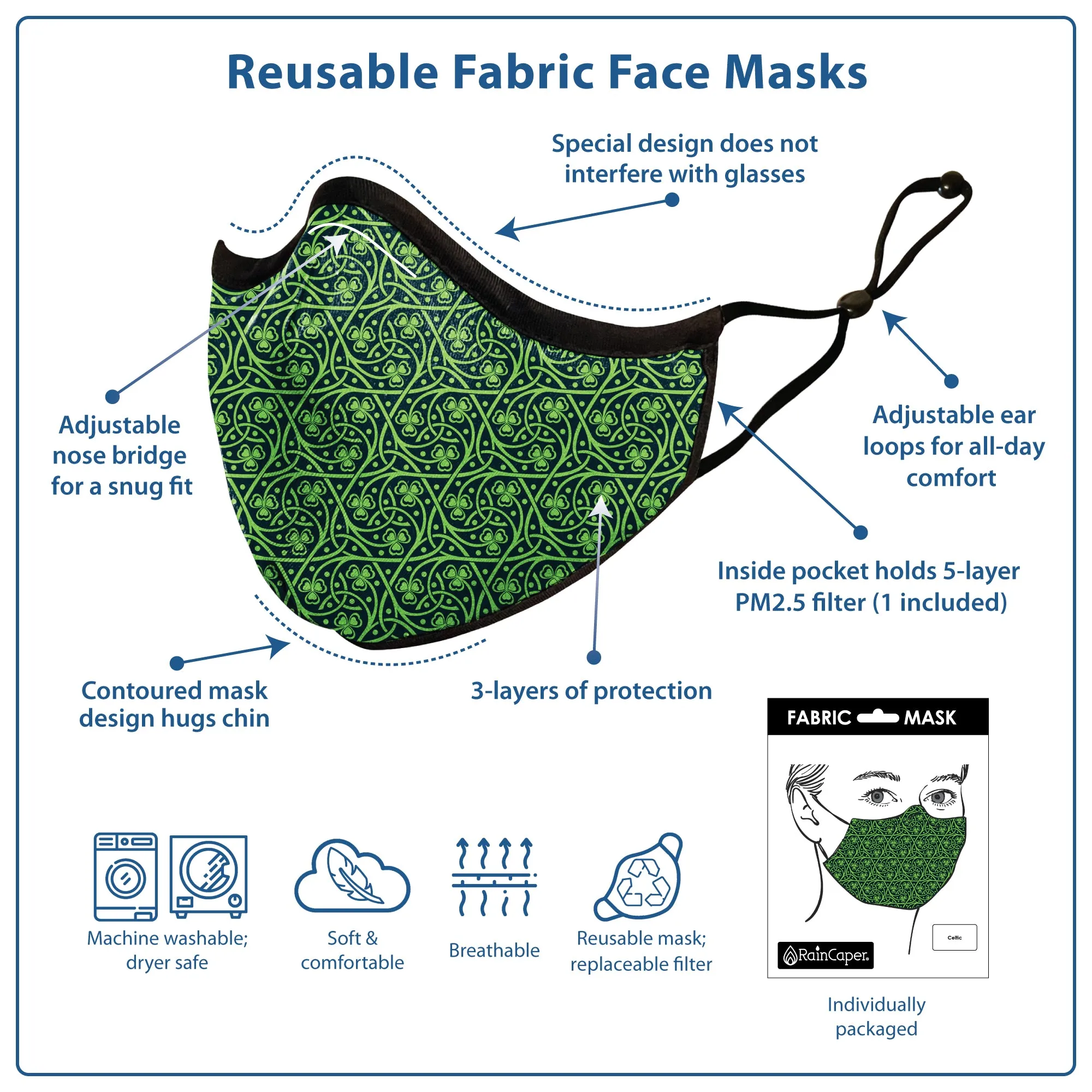 RainCaper Celtic Reusable Fabric Face Mask