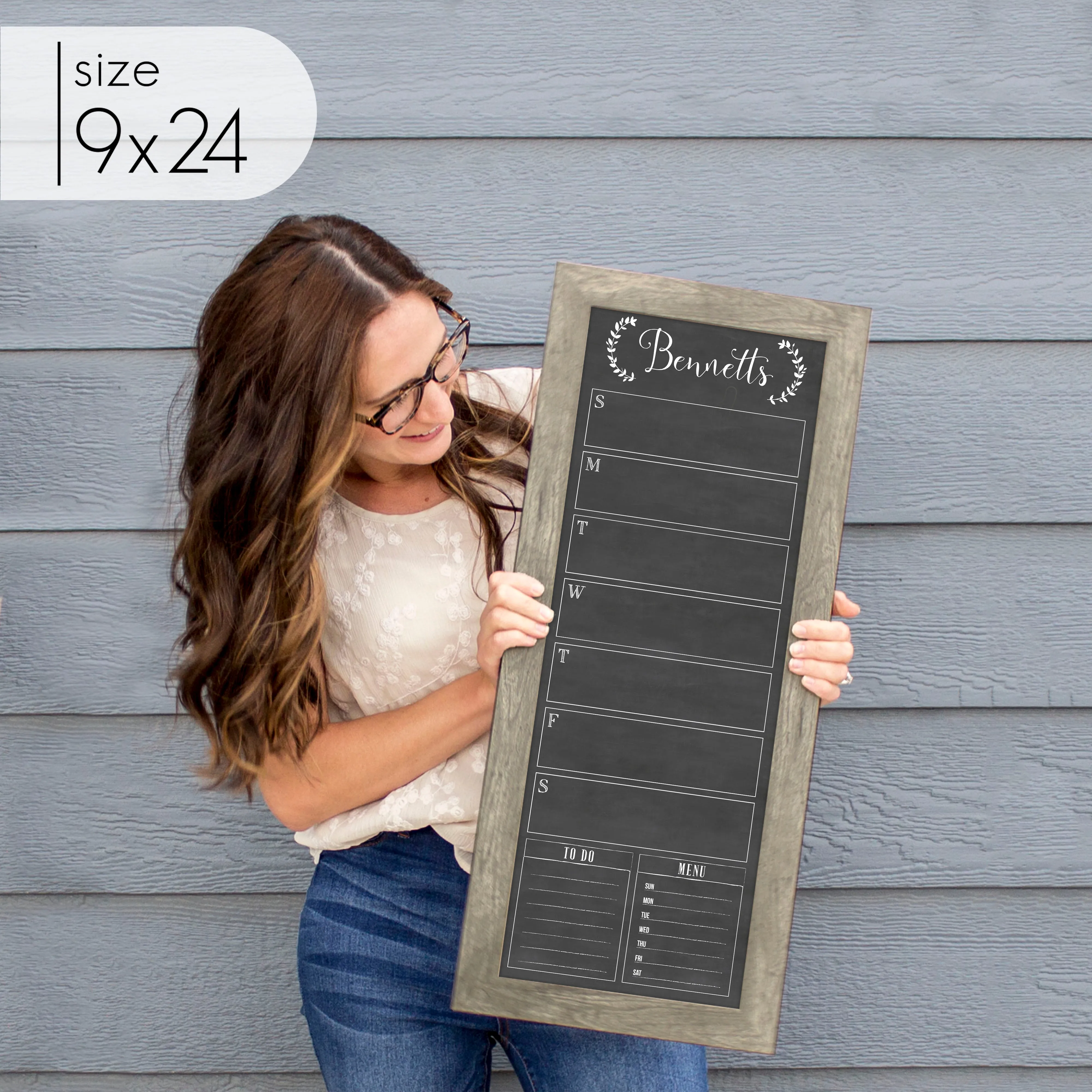 Slim Weekly Framed Chalkboard   2 sections | Vertical Eagleton