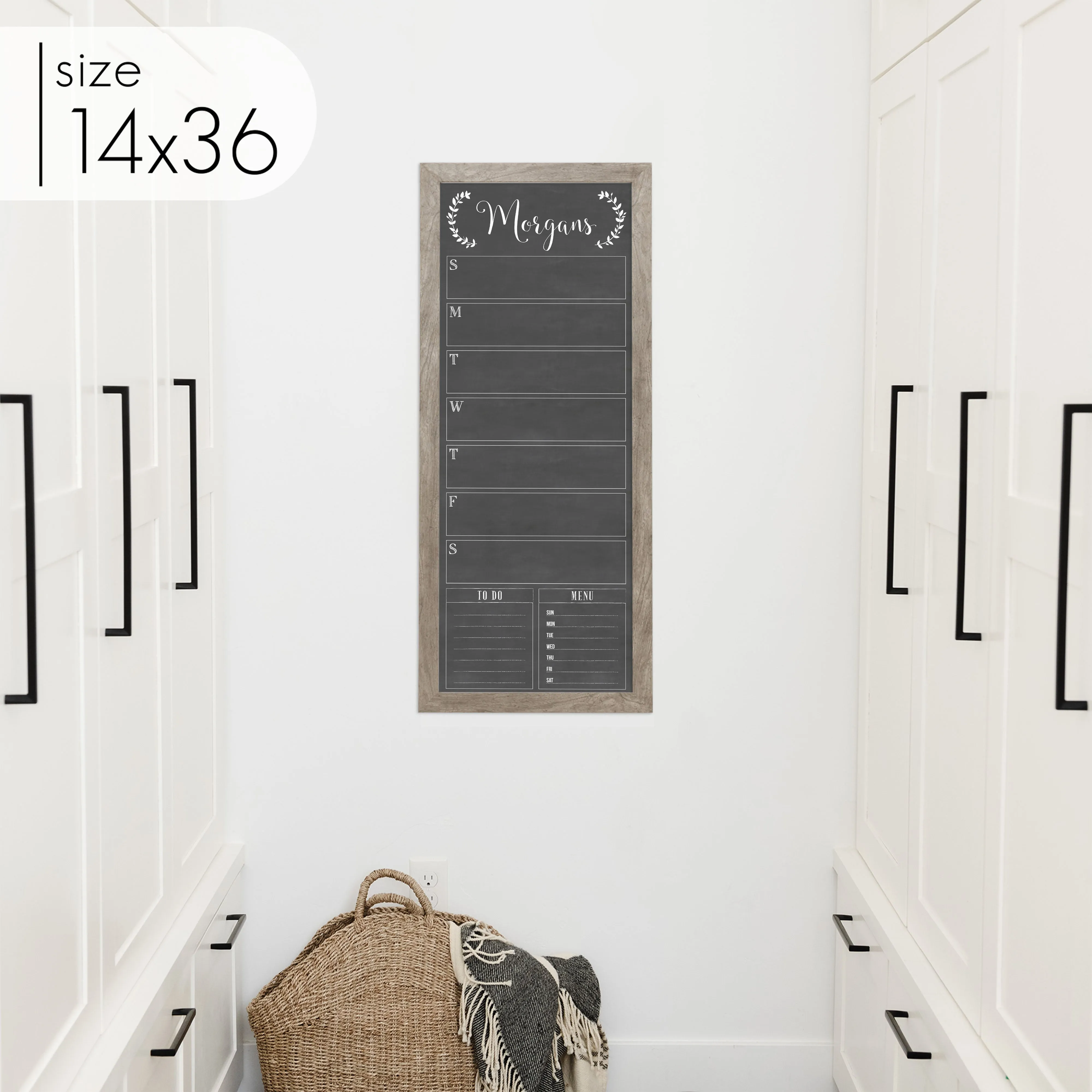 Slim Weekly Framed Chalkboard   2 sections | Vertical Eagleton