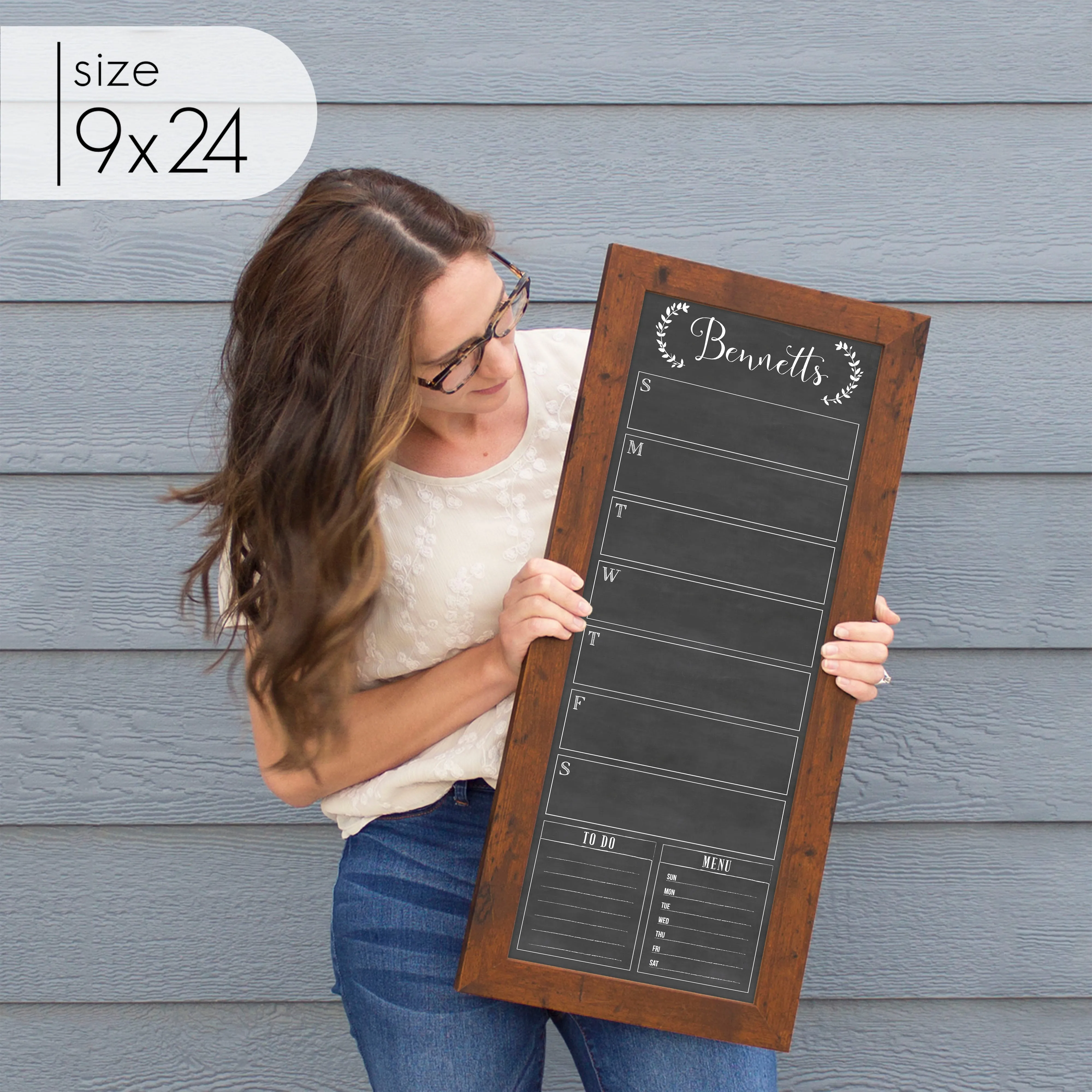 Slim Weekly Framed Chalkboard   2 sections | Vertical Eagleton