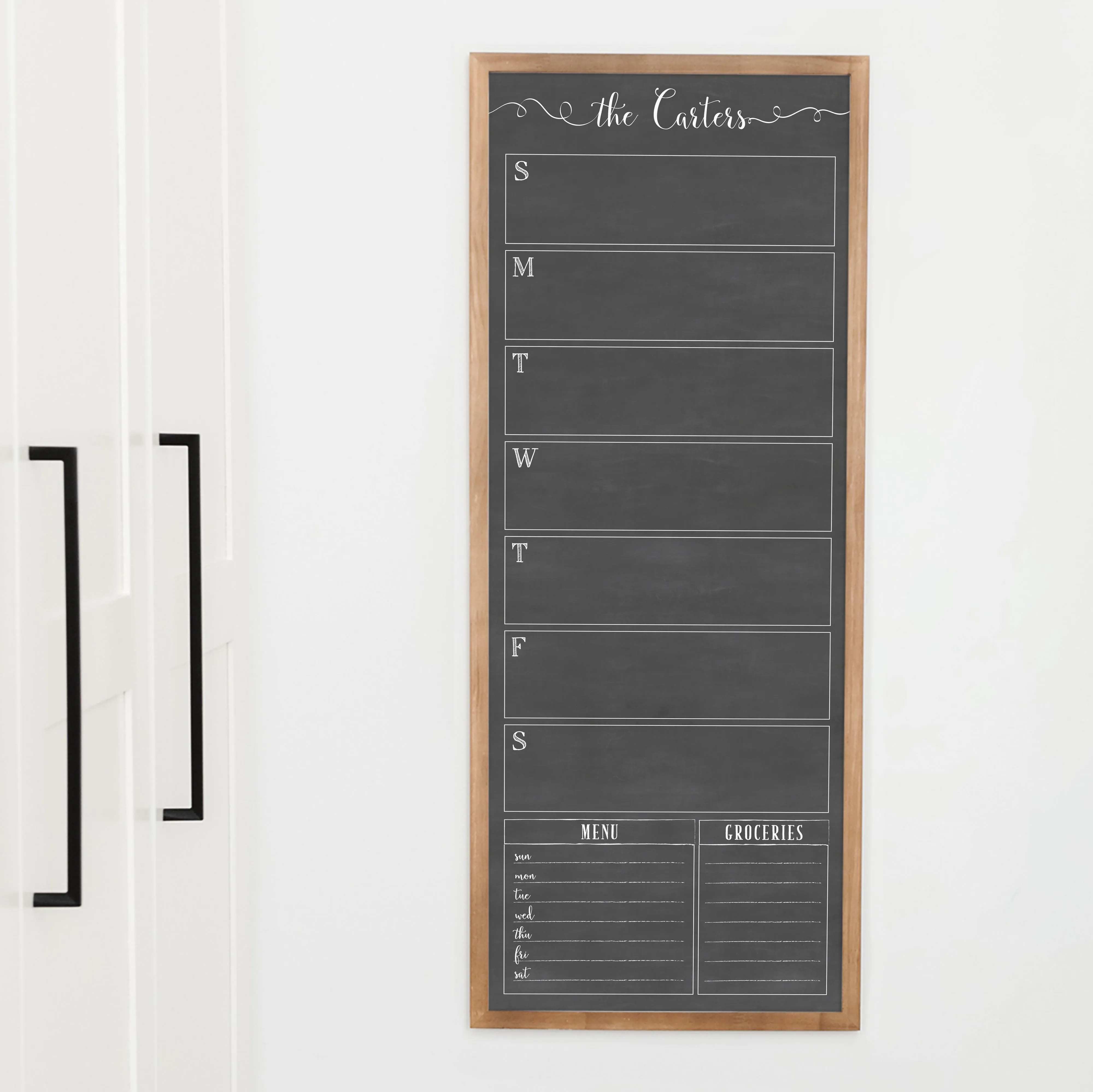 Slim Weekly Framed Chalkboard   2 sections | Vertical Knope