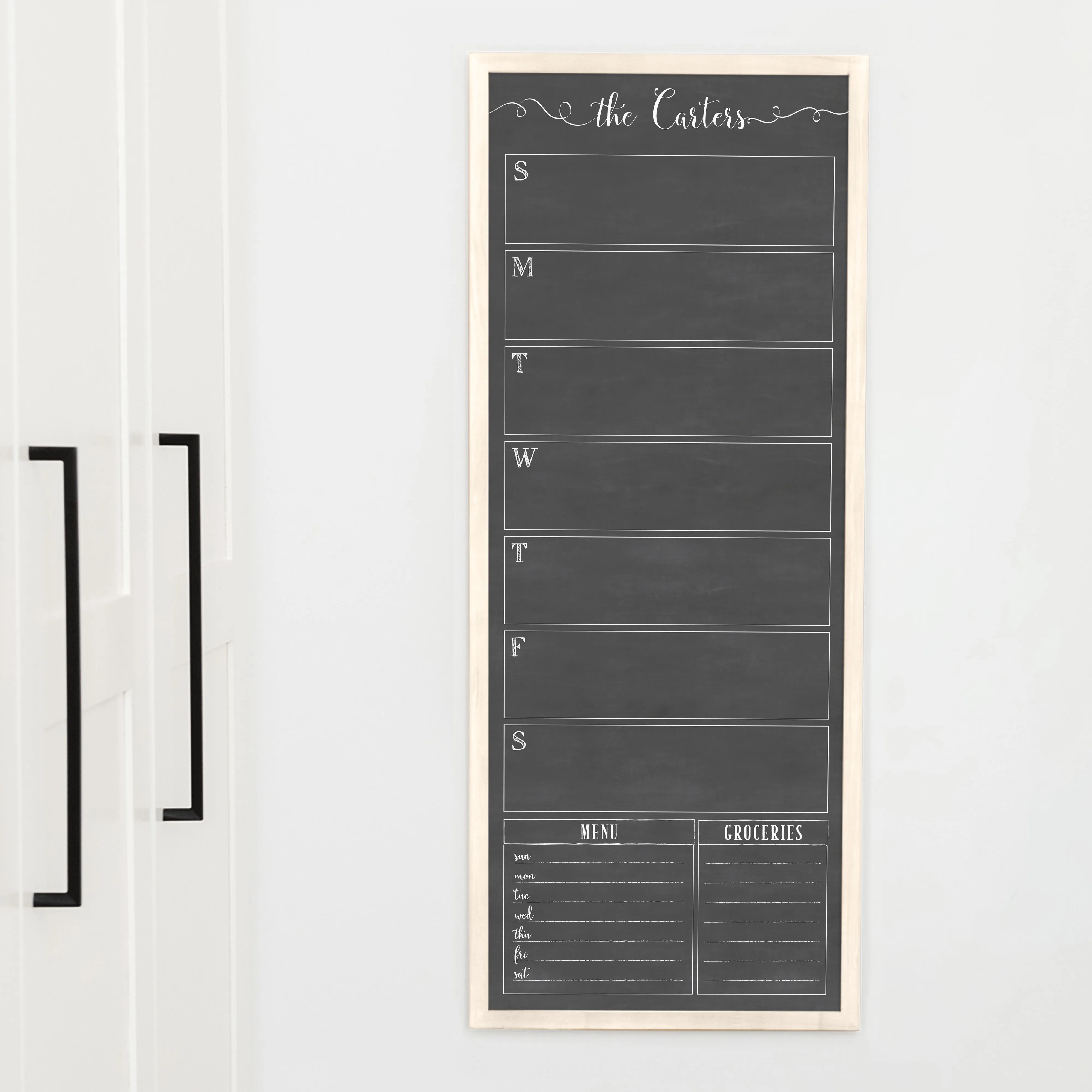 Slim Weekly Framed Chalkboard   2 sections | Vertical Knope