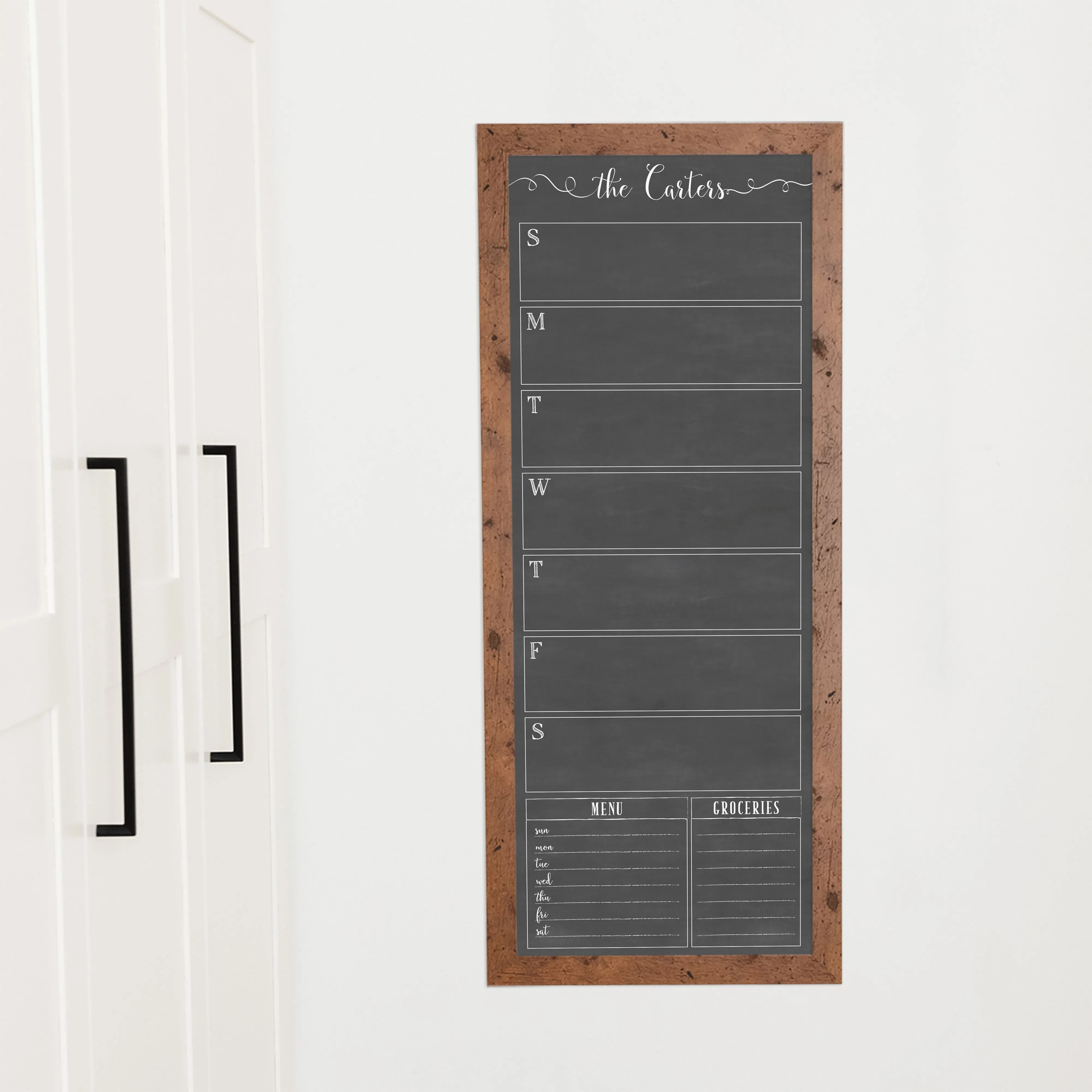 Slim Weekly Framed Chalkboard   2 sections | Vertical Knope