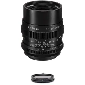 SLR Magic Cine 35mm f/1.2 FE Lens with Variable Neutral Density Filter Kit for Sony E-Mount