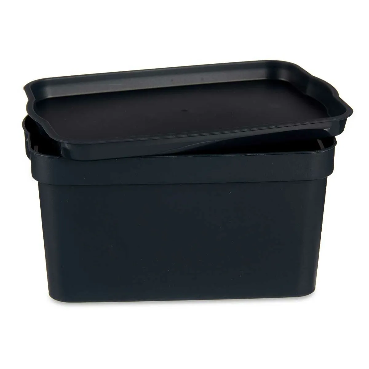 Set of 24 Anthracite Plastic Storage Boxes with Lids - 2.3L Capacity (13.5 x 11 x 20 cm)