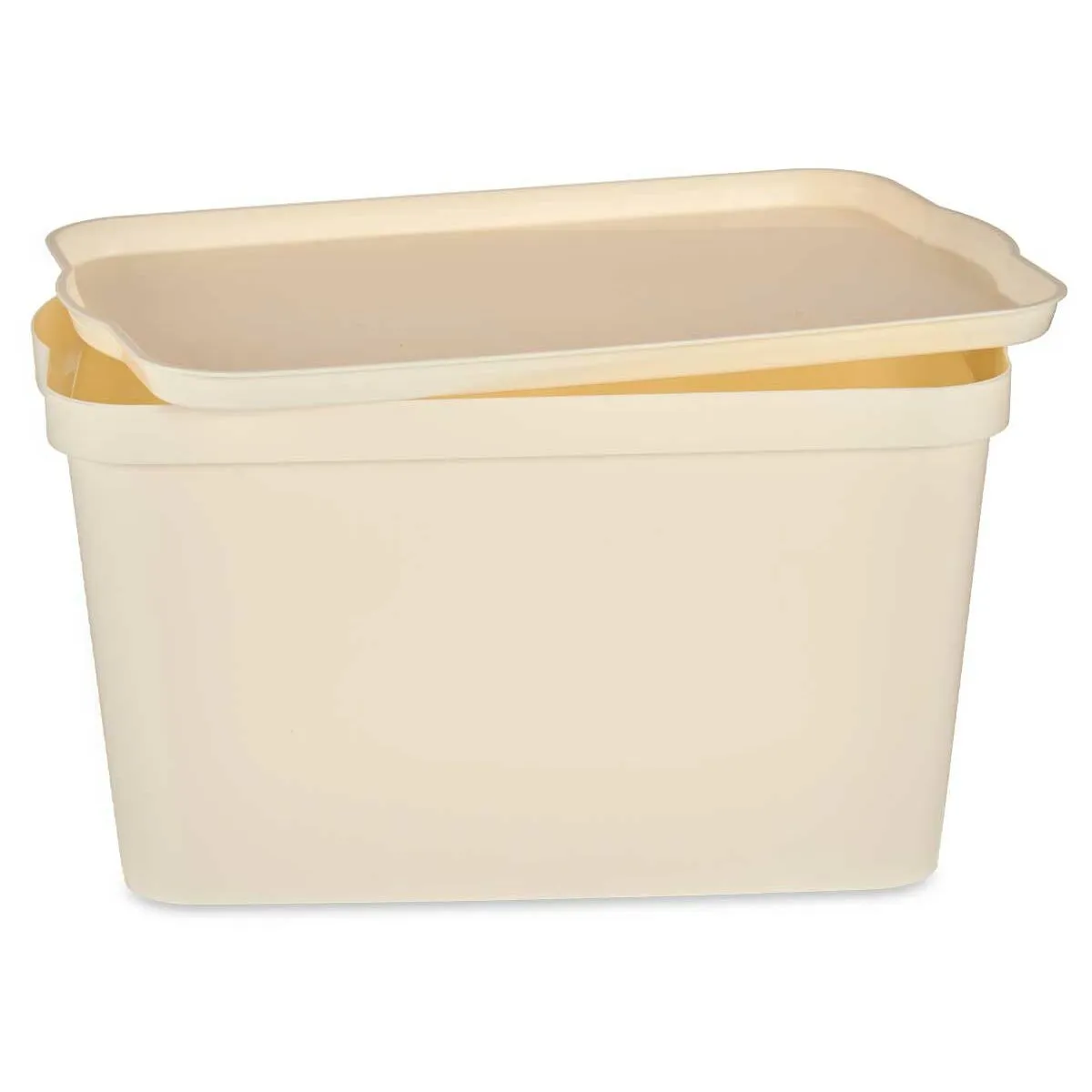 Storage Box with Lid Cream Plastic 24 L 29,3 x 24,5 x 45 cm (6 Units)