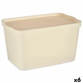 Storage Box with Lid Cream Plastic 24 L 29,3 x 24,5 x 45 cm (6 Units)