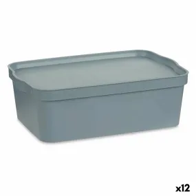 Storage Box with Lid Grey Plastic 14 L 29,5 x 14,3 x 45 cm (12 Units)