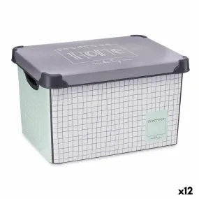 Storage Box with Lid Home Graph paper 22 L Grey Plastic 29 x 23,5 x 39 cm (12 Units)