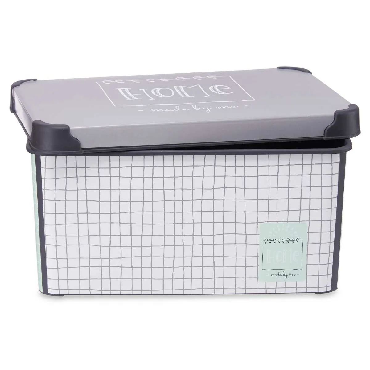 Storage Box with Lid Home Graph paper Grey Plastic 10 L 23,5 x 16,5 x 35 cm (12 Units)