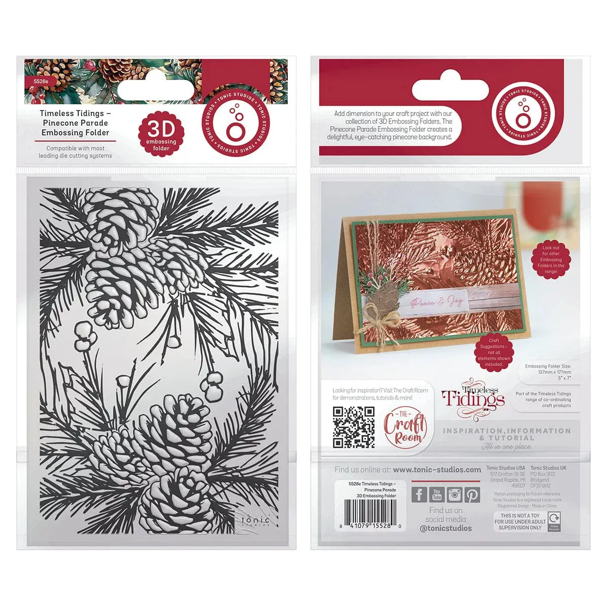 Tonic Studios 3D Embossing Folder Pinecone Parade - Timeless Tidings