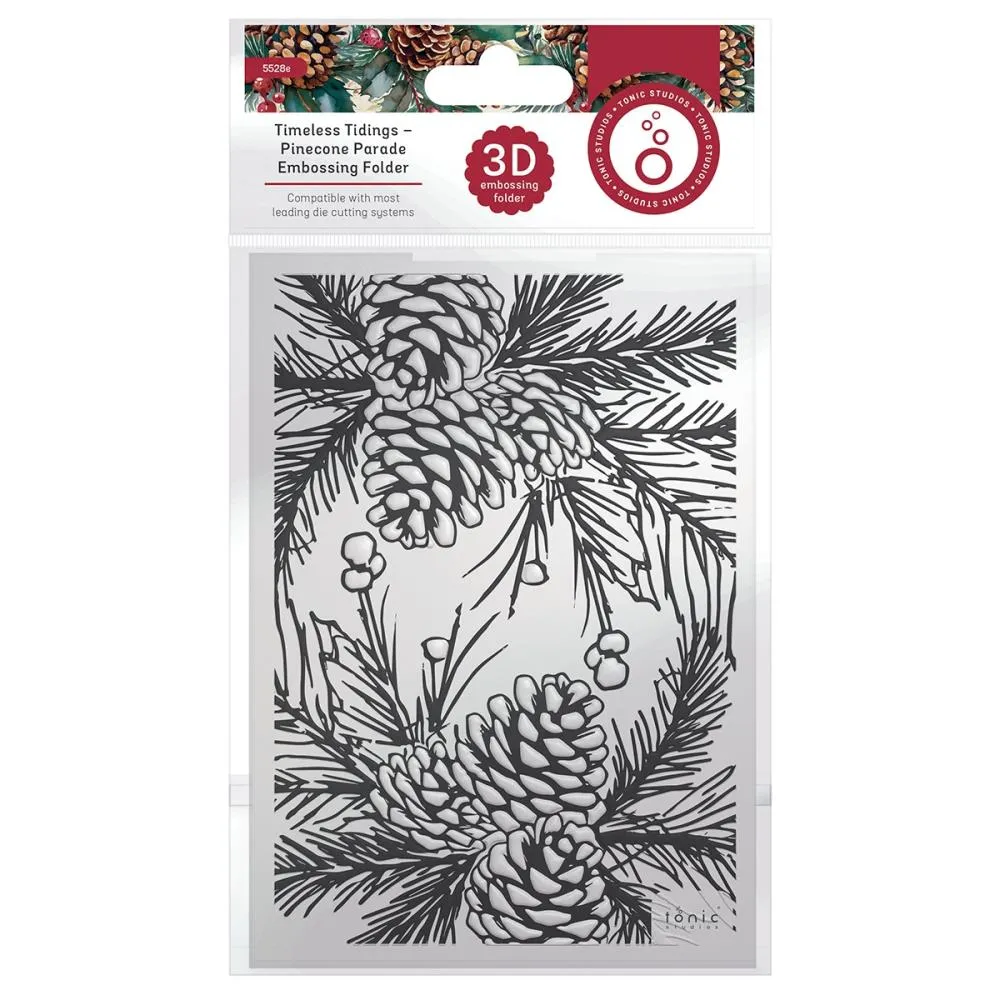 Tonic Studios 3D Embossing Folder Pinecone Parade - Timeless Tidings