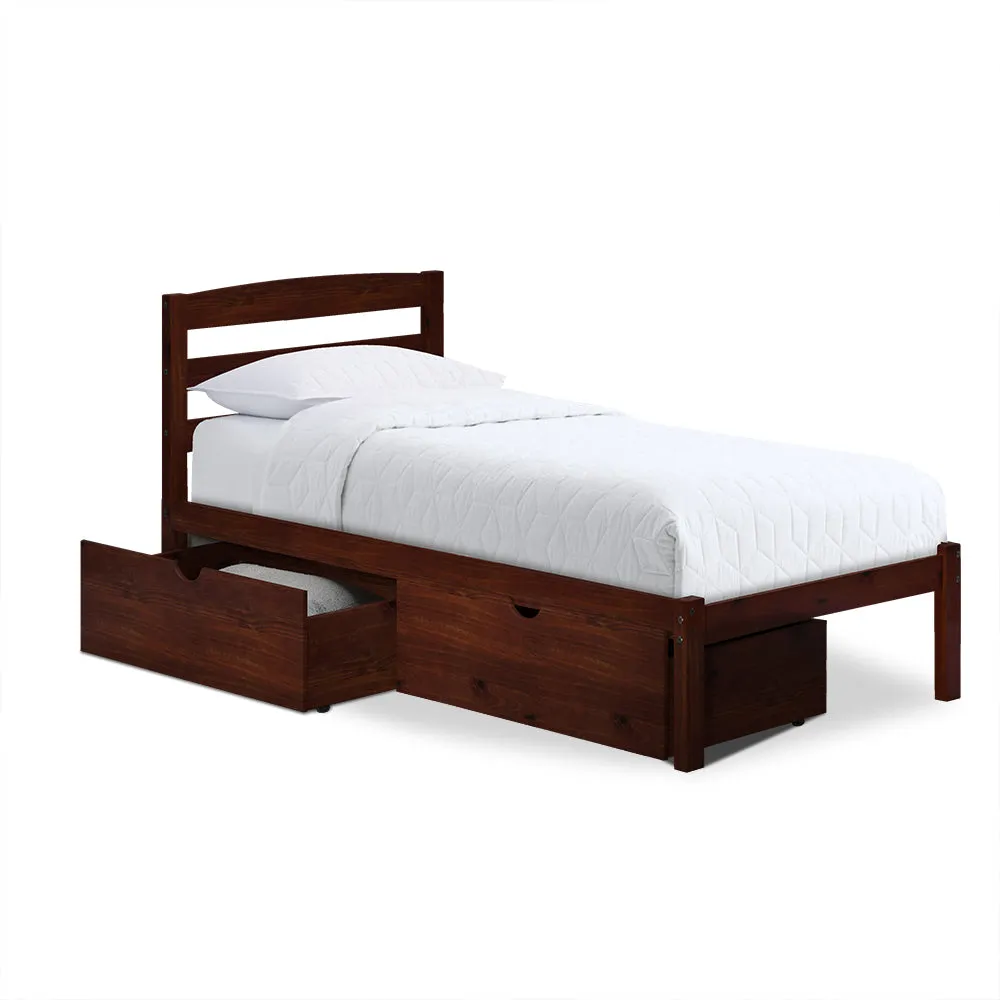 Twin Bed with Storage Drawers - Cherry