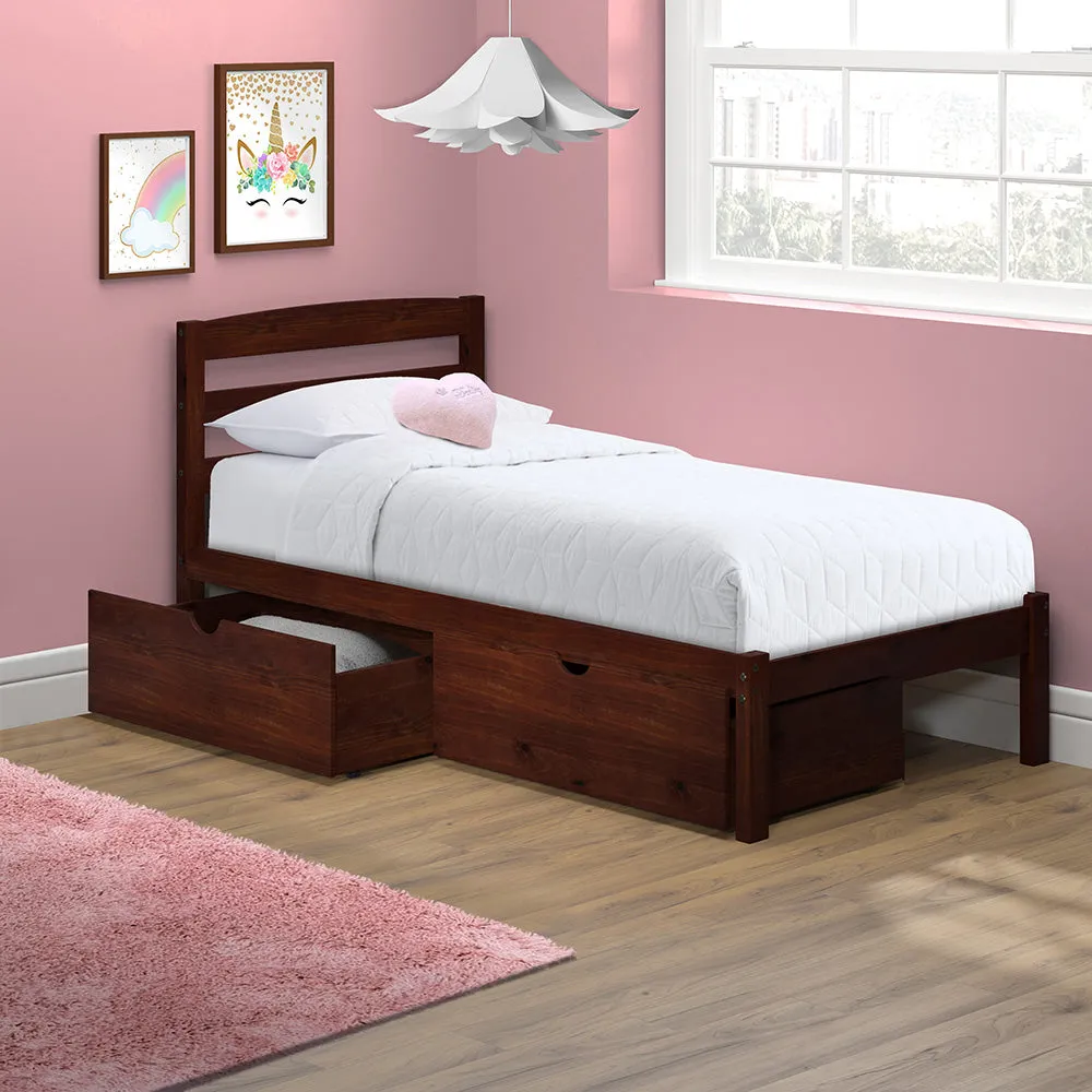 Twin Bed with Storage Drawers - Cherry