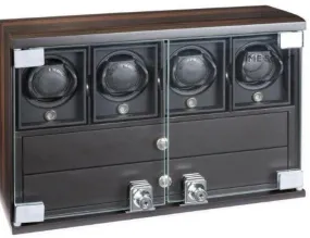 UNDERWOOD (LONDON) - Classic Macassar 4-Unit Watch Winder w Drawers | UN7871