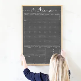 Week & Month Combo Framed Chalkboard   6 sections | Vertical Knope