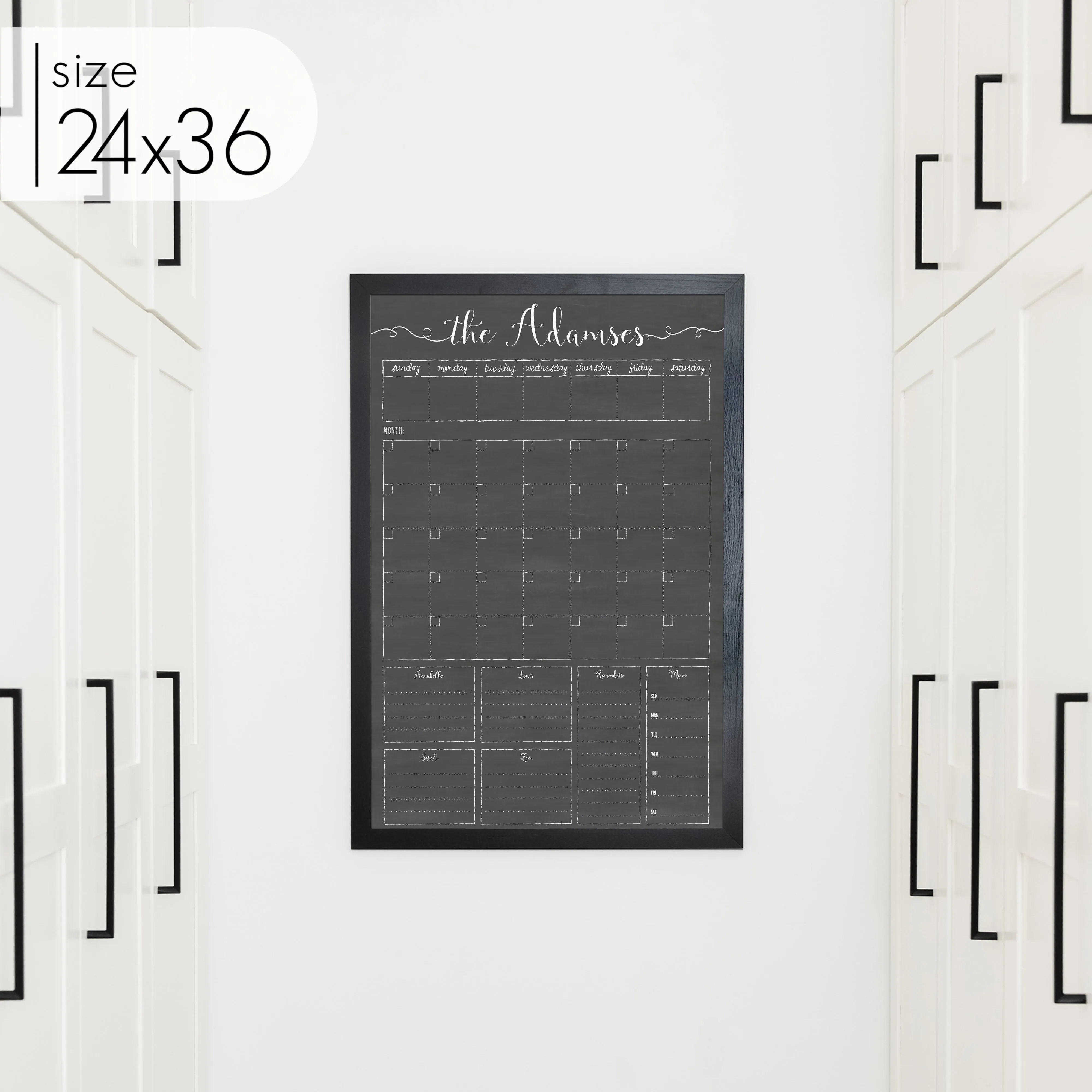 Week & Month Combo Framed Chalkboard   6 sections | Vertical Knope