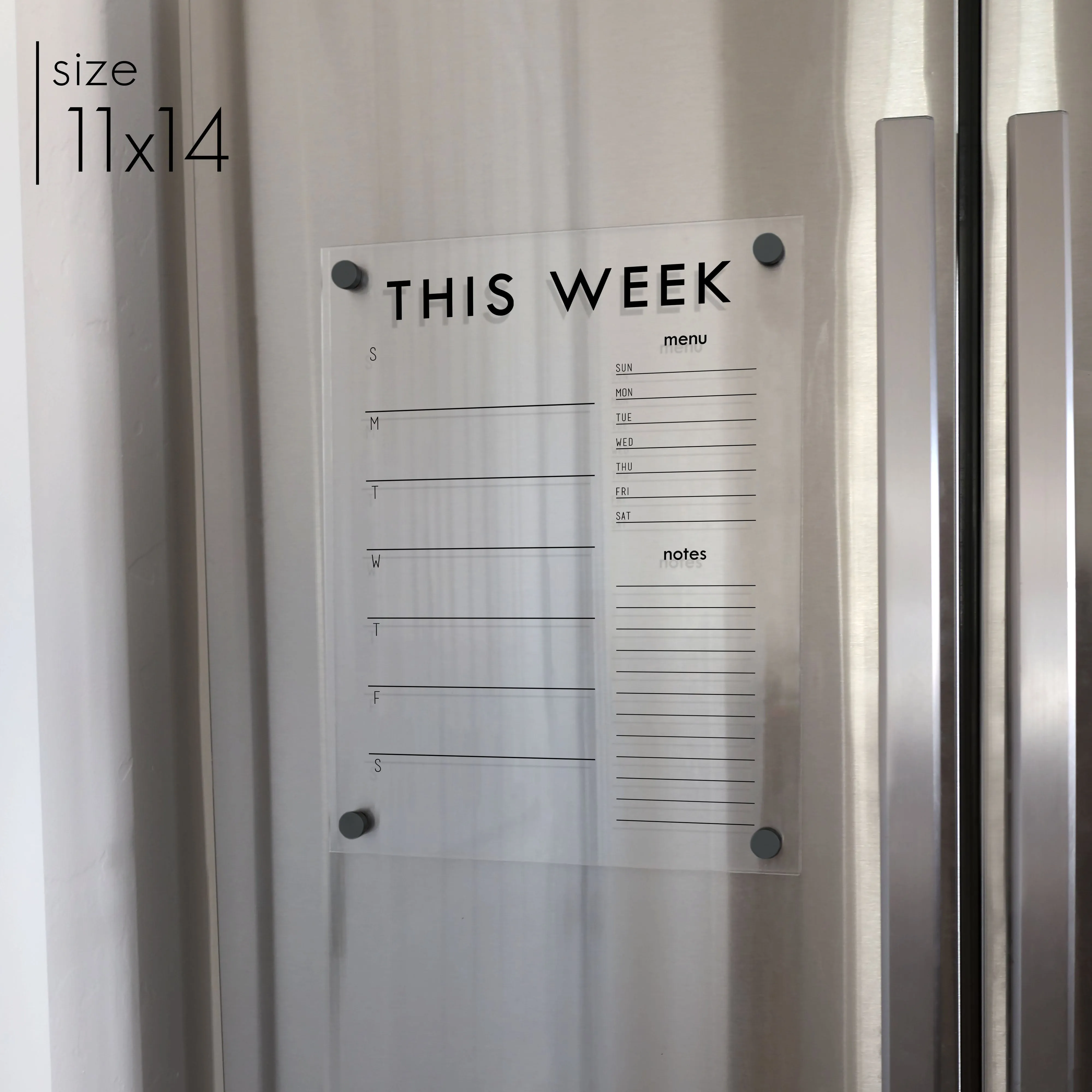 Weekly Acrylic Fridge Calendar   2 Sections | Vertical Madi