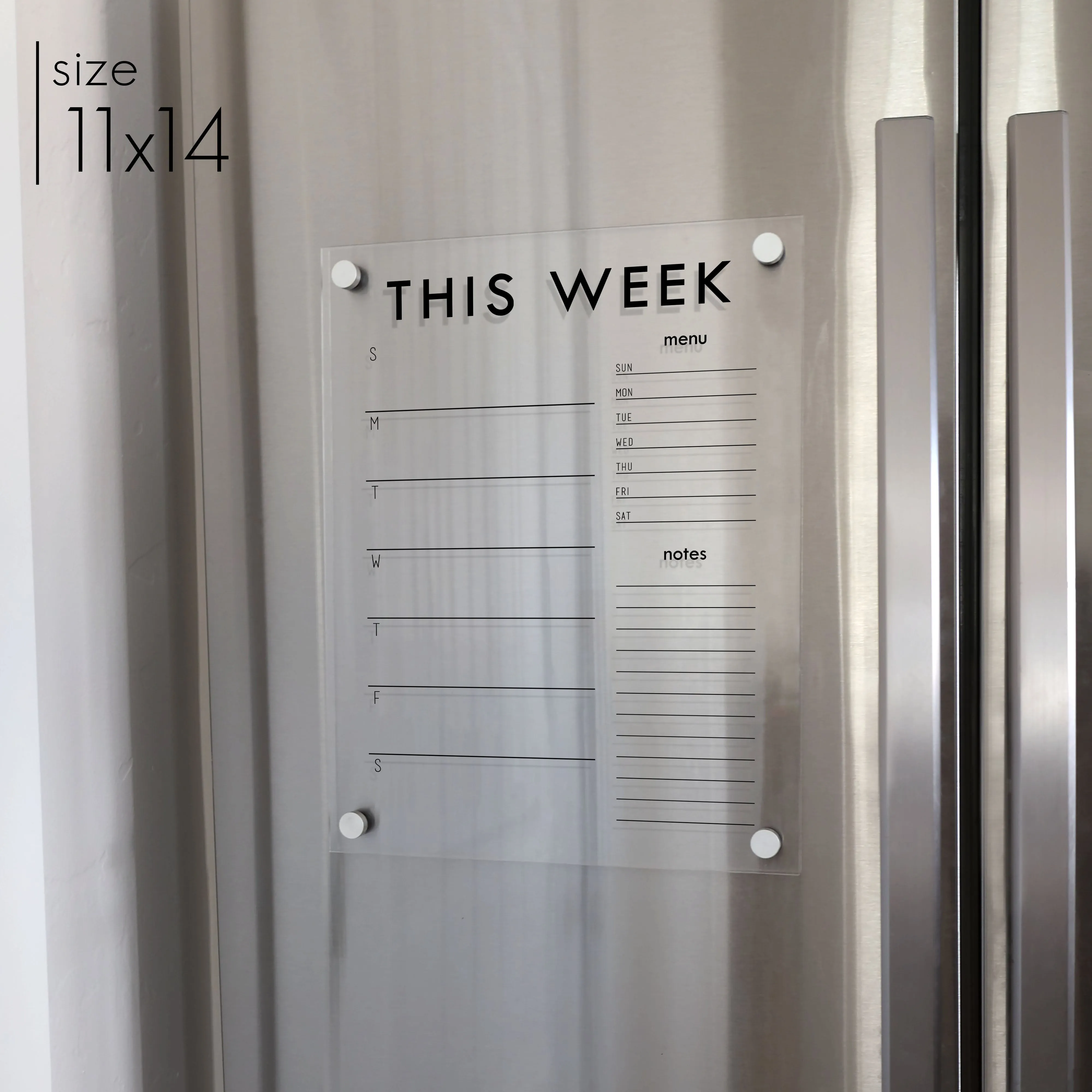 Weekly Acrylic Fridge Calendar   2 Sections | Vertical Madi