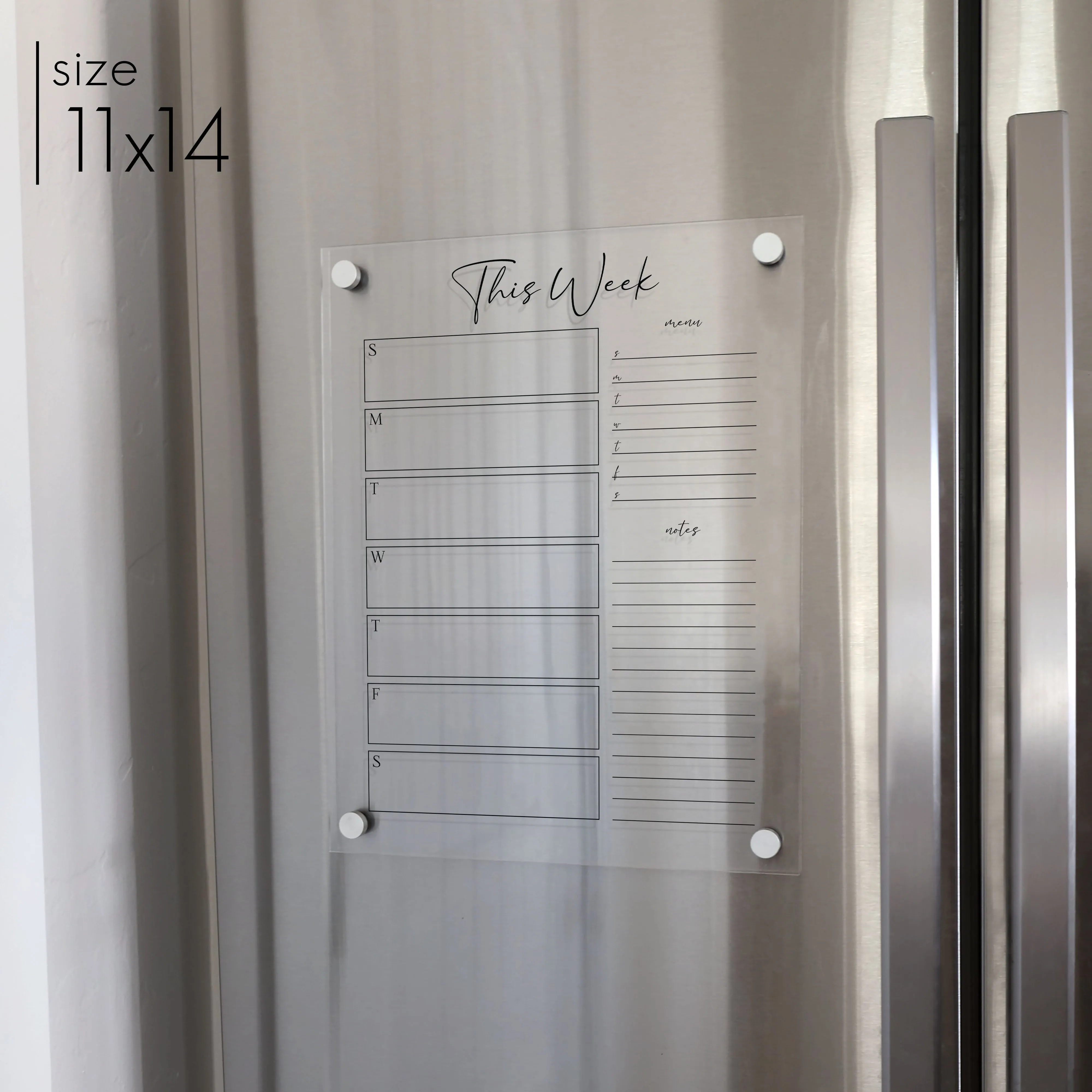 Weekly Acrylic Fridge Calendar   2 Sections | Vertical Pennington