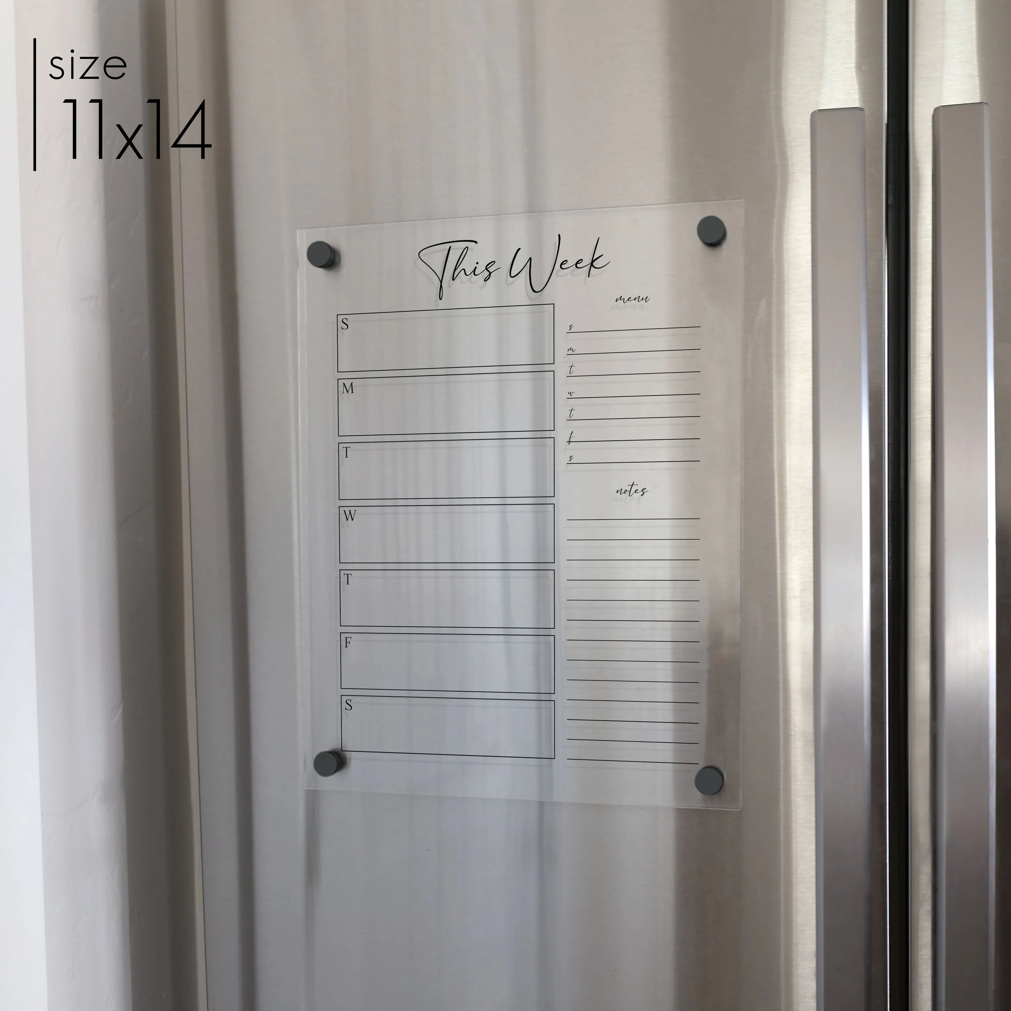 Weekly Acrylic Fridge Calendar   2 Sections | Vertical Pennington