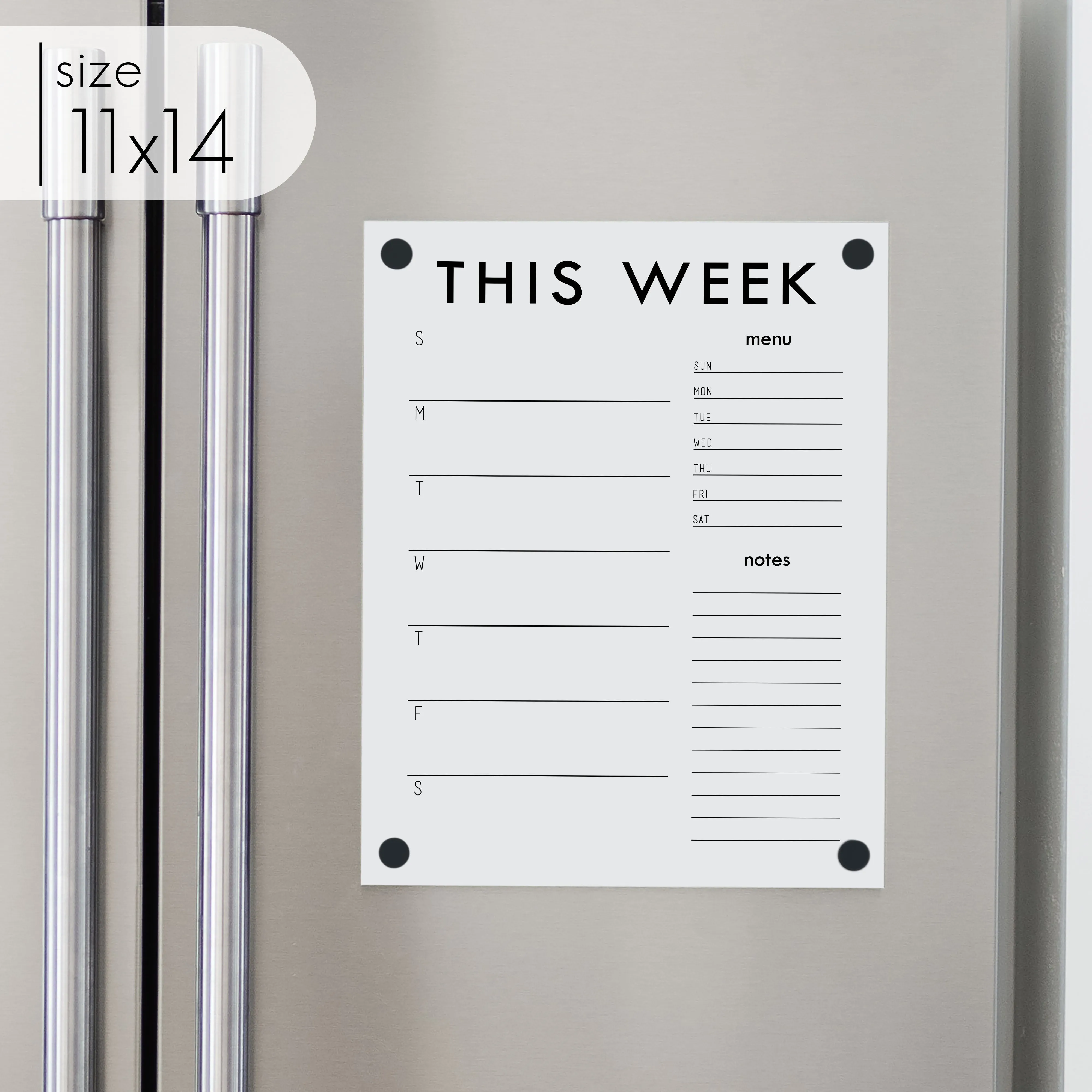 Weekly Acrylic White Fridge Calendar   2 Sections | Vertical Madi