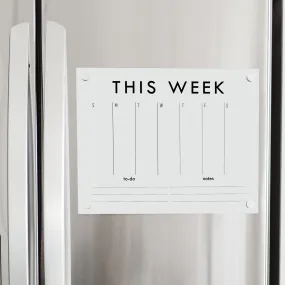 Weekly Acrylic White Fridge Calendar   3 Sections | Horizontal Madi