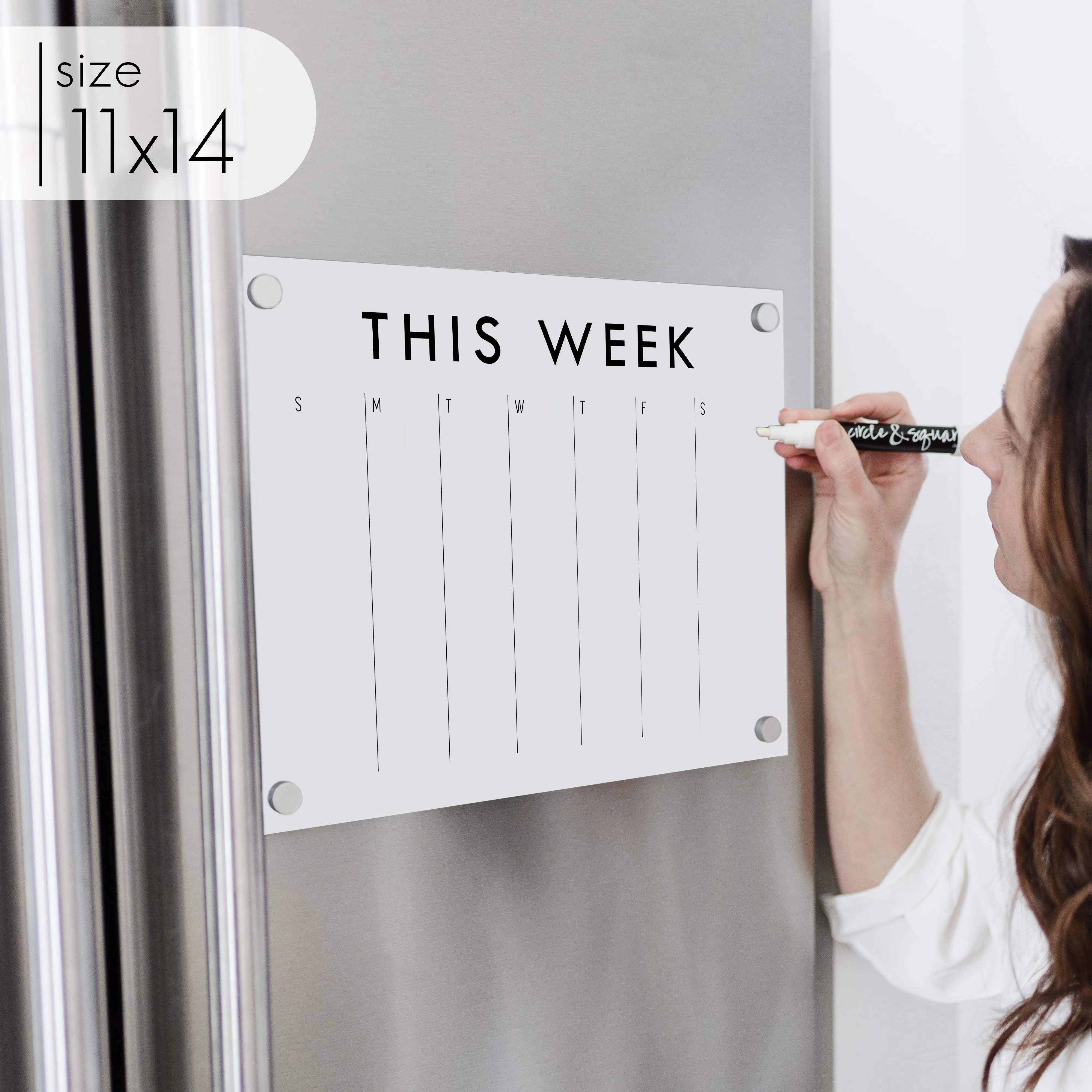 Weekly Acrylic White Fridge Calendar | Horizontal Madi