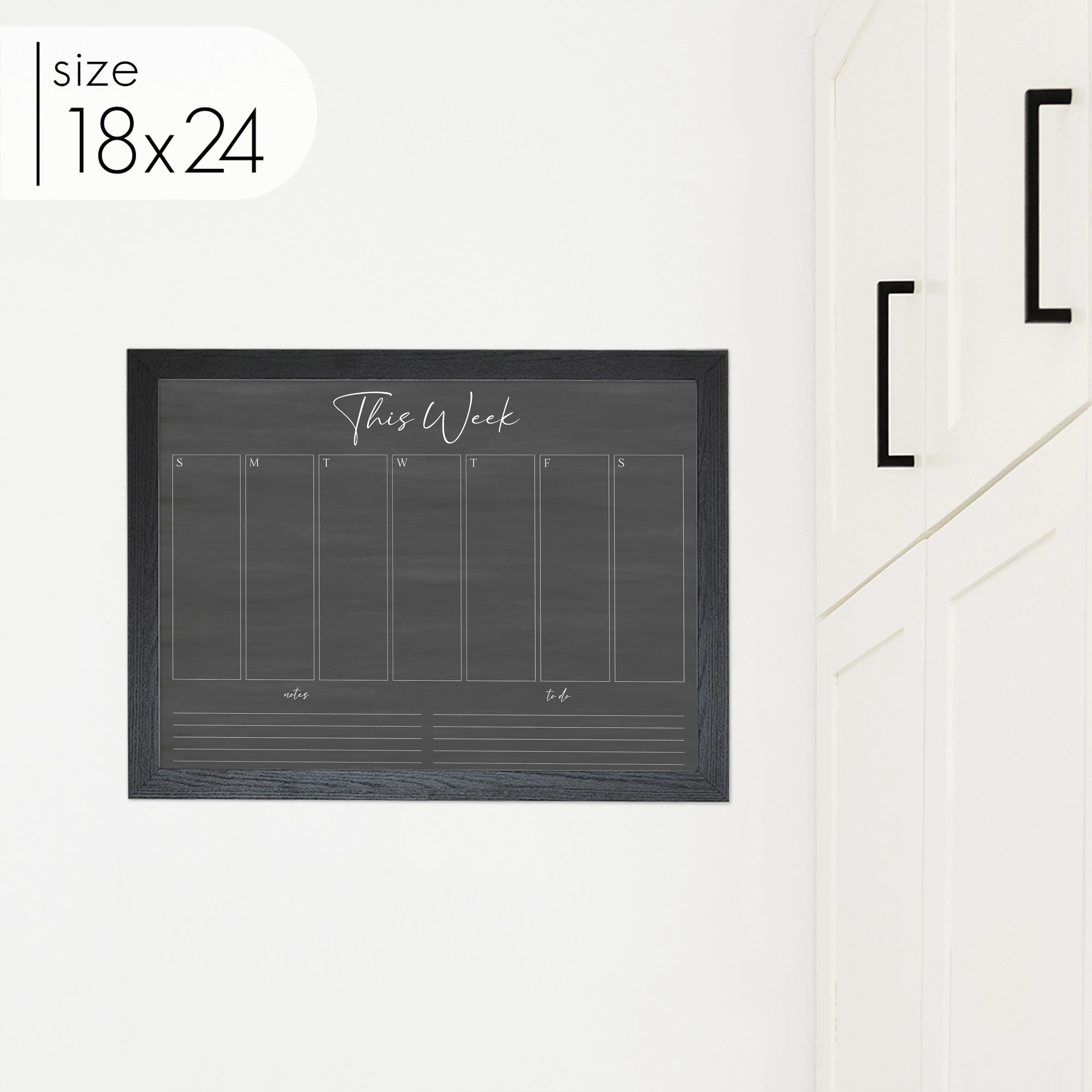 Weekly Framed Chalkboard Calendar   2 sections | Horizontal Pennington