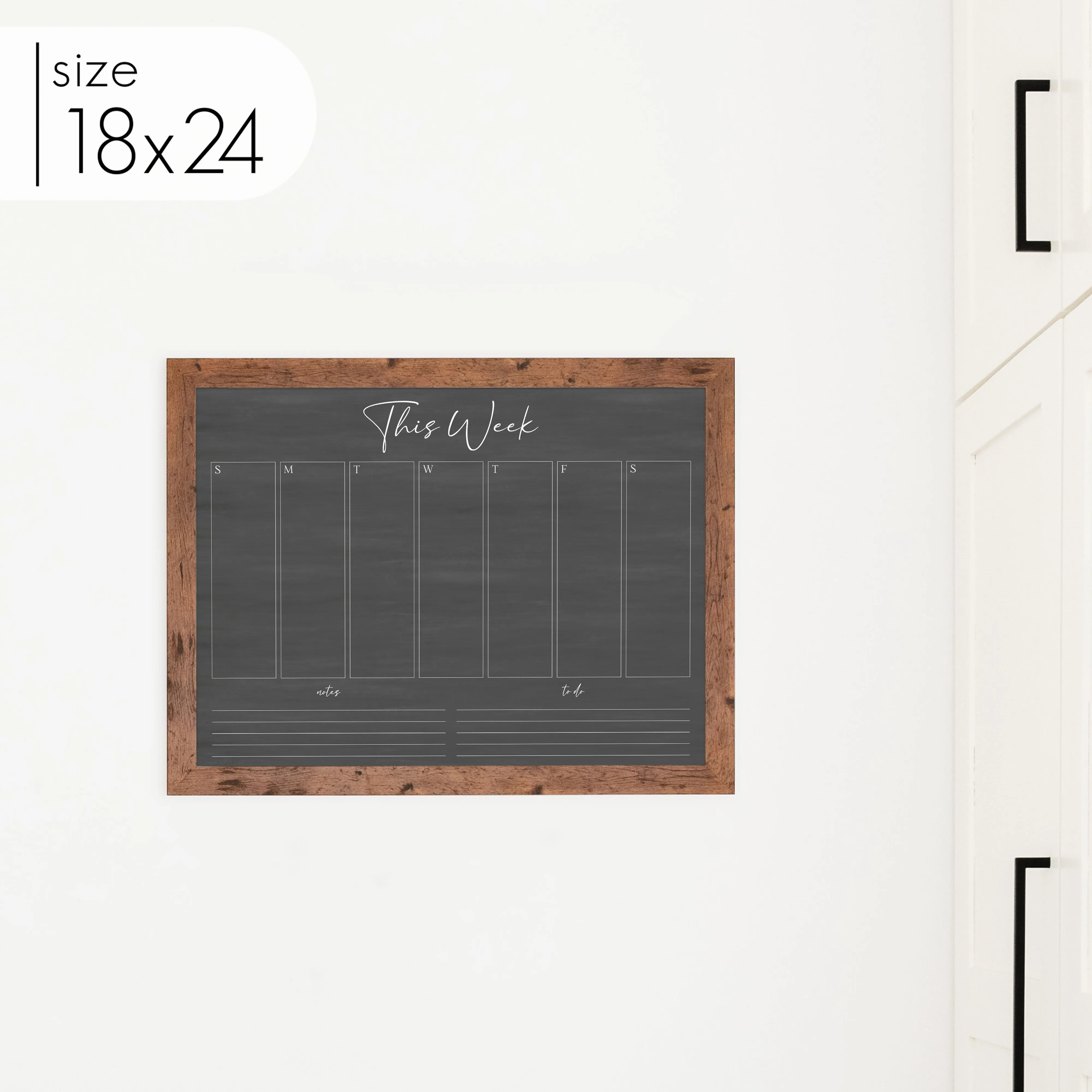 Weekly Framed Chalkboard Calendar   2 sections | Horizontal Pennington